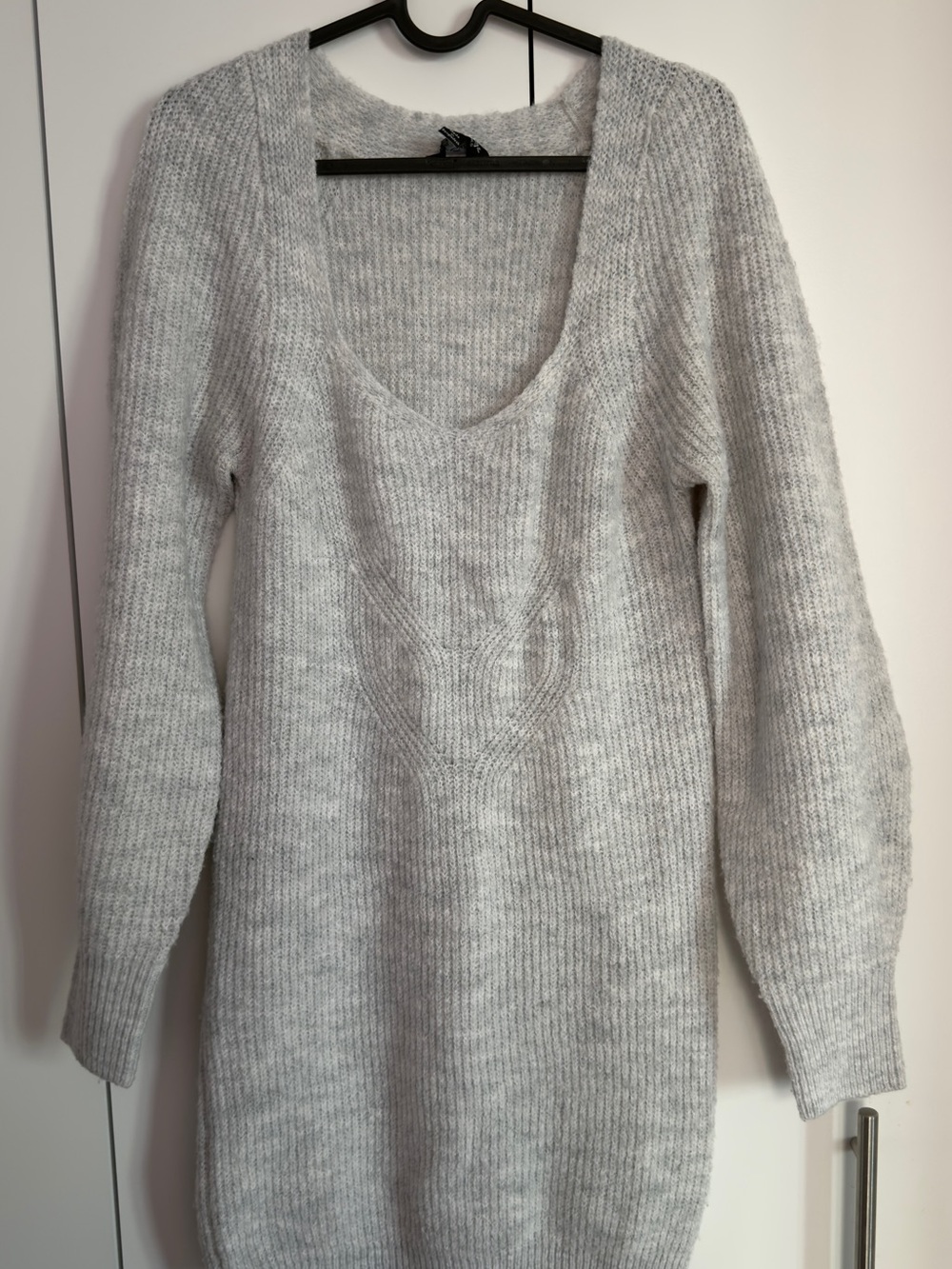 Miss Selfridge Sweetheart Neck Balloon Sleeve Knit Mini Sweater Dress